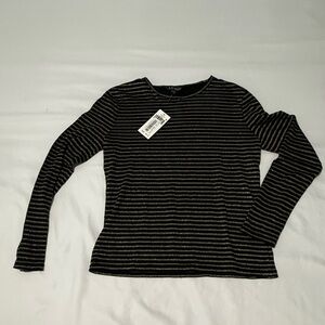 Lauren Ralph Lauren - Black and Gold Striped Top - size P Medium -NWT